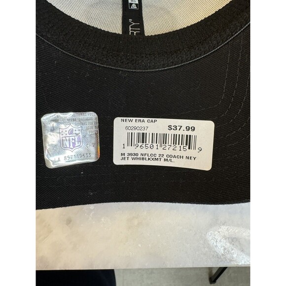 New York Jets New Era White/Black 2022 NFL Crucial Catch 39THIRTY Flex Hat M/L - Picture 6 of 13